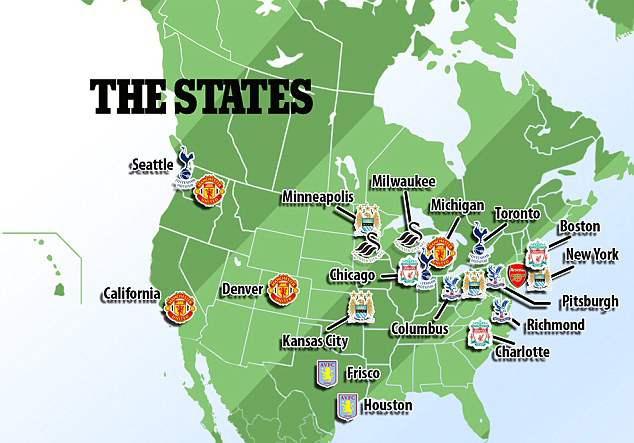 Epl Teams On Map Statsports | Statsports Premier League Clients Tour The United States