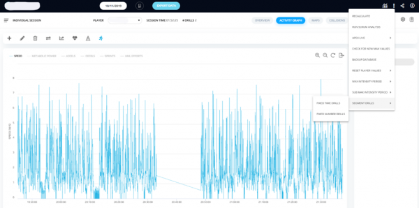 Temporal pattern analysis of physical data using Sonra's Segment Drills  function - STATSports